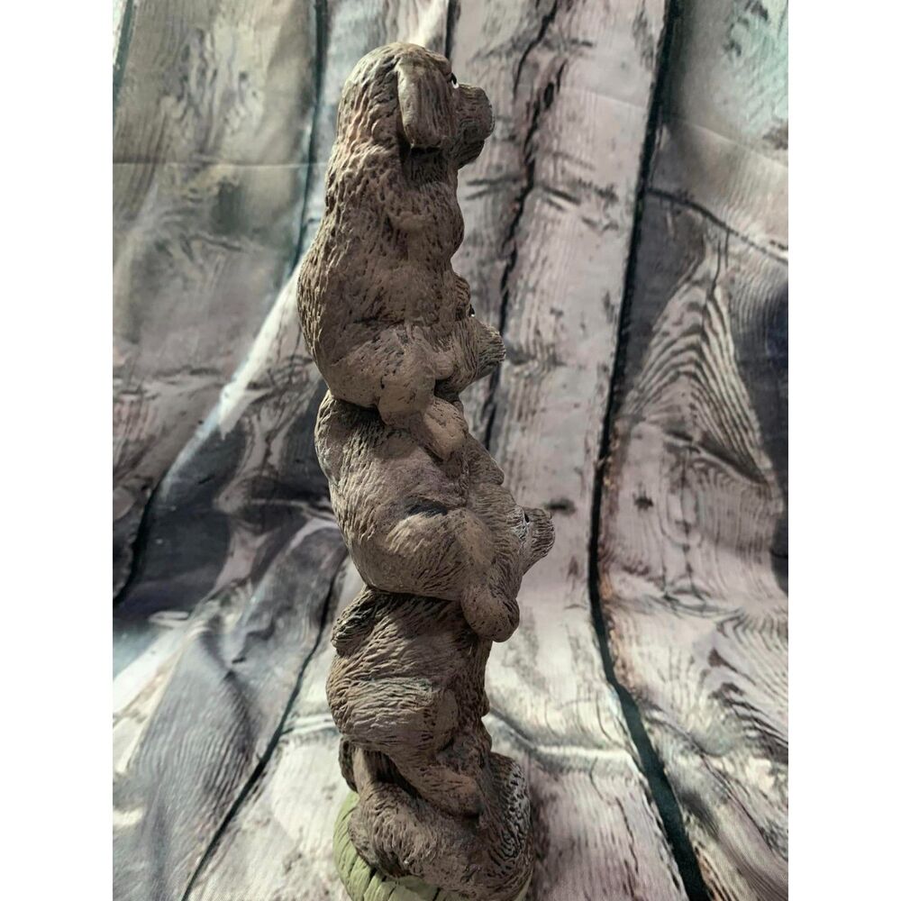 Vintage Tower Of Dogs Totem of Puppies 9" Tall Figurine Marked Nowell 1993 EUC
